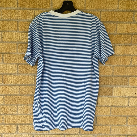 The Maine You Are OK Striped Blue and White T-shirt with Yellow OK Logo - Size L - Picture 7 of 7